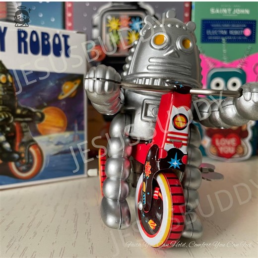 Vintage Tin Toy Robot on Tricycle – Wind-up Bell Toy, 9.5cm - Etsy