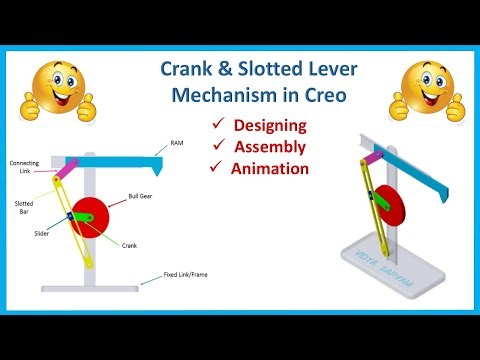 Crank & Slotted Lever Mechanism in Creo | Designing | Assembly | Animation/Simulation | QR Mechanism