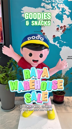 DoDo Warehouse Sale – Raya Special! 🌙✨ 📍 Thong Siek Global (22 Senoko Way, S758044) 📆 2 - 18 Mar Daily 🚇 Sembawang MRT ⏰ 10am to 6pm Get ready for Raya feasting! 💚✨