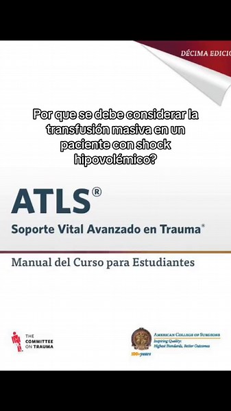 Transfusión masiva se tefiere a administrar 10 unidad de sangre en 24 horas o 4 unidades en 1 hora #interno #residente #uci #medstudent #medicina #emergencias