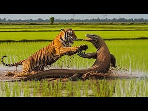 the fighting between tiger vs Komodo dragon, and a python