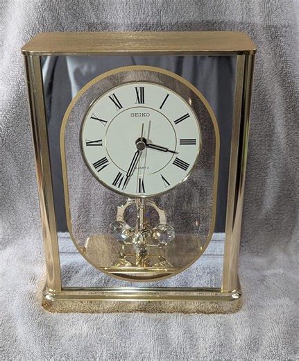 Vintage Seiko Quartz Anniversary Mantle Clock - Carriage Style Rotating Pendulum - Etsy