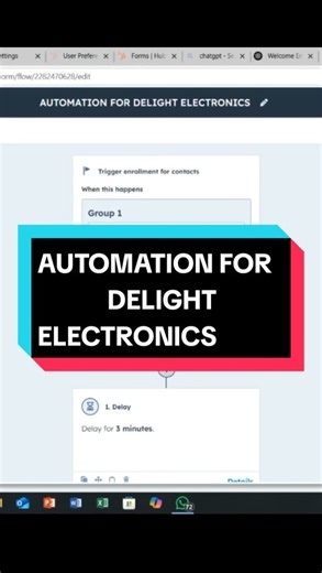 Automation in Action: Simplifying Recruitment with HubSpot. I practiced my automation skills by creating a smart system for DELIGHT ELECTRONICS, starting with creating a custom Form using HUBSPOT. This form streamlines their hiring process with automation that works like magic! Here’s how it’s set up: ✅ STEP 1: Candidates fill out the form and, within 3 minutes, receive a welcome and thank you message. ✅ STEP 2: After 1 day, the system evaluates candidates based on their location: ✅ Lagos based 