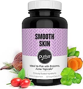 Puriya Smooth Skin Supplement, Promotes Skin Hydration and Calms Itchy Skin, Reclaim Soft, Clear Skin, Formulated with 9 Powerful Botanicals to Soothe, Nourish, and Support Long-Term Skin Health