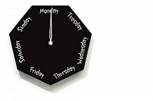 Day of The Week Clock - Heptagon Black Wall Clock - Days Countdown Clock - Weekly Clock - Retirement Gift - Fun Clock Gift - Office Clock - Optional RGB LED 5V Backlit