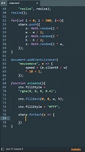 Starfield animation | HTML, CSS & JS