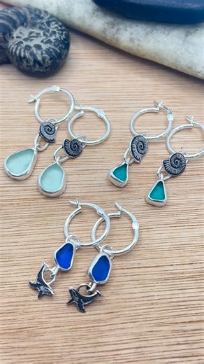 Shed Maid Sea Glass Jewellery on Instagram: "I’ve been really enjoying making sea glass earrings at the moment, the whale pair are my favourite. These will be coming to my Etsy shop Friday 🐋🩵✨ #seaglassart #seaglassearrings #shedmaid #handmadejewelry #etsyuk #bezelsetting"