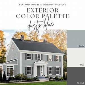 Exterior Paint Color Palette - Dusty Blue - Etsy