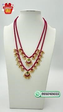 Real Ruby Beads Customized Necklace with Ruby Drops & Jadhav Kundan Pendant | Handmade Luxury