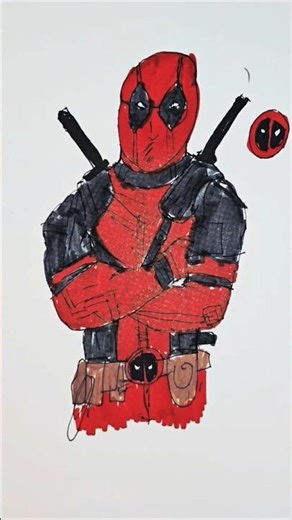 Deadpool Drawing 🔥 | Easy Marvel Sketch Tutorial #Shorts #art