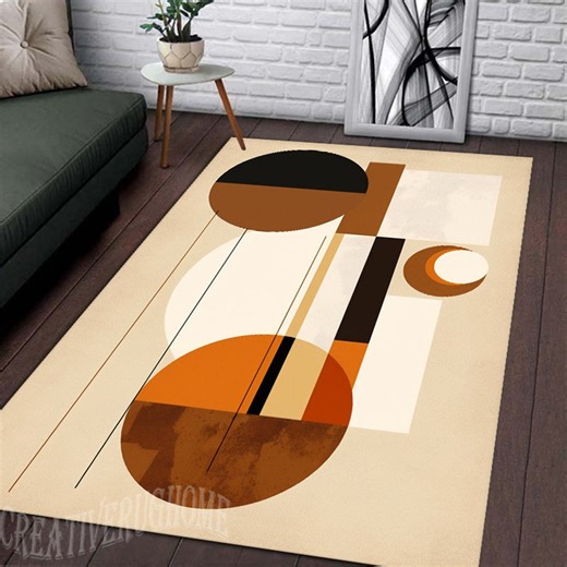 Mid Century Modern Abstract Rug, Geometric Design - Etsy
