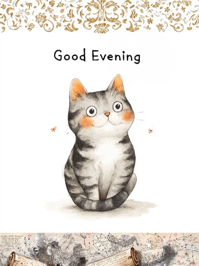 Good evening. Whiskers the tabby cat from the Chaos Library sticker collection is serving cozy cute with a side of dusk and dignity. Perfect for soft sign-offs. #ChaosLibrary #Stickers #Cat #GoodEvening #CuteTabby