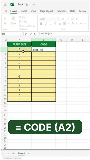 Excel CODE Function | Text Ka Secret Code Kya Hai? #shorts #excel #shortvideo #short