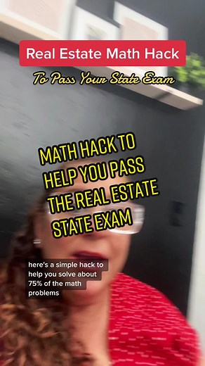 😎 Hacks to help you crush the real estate math section of your state exam. 📚📐 #realestateexam #mathproblems #tmethod #realestatemathhacks
