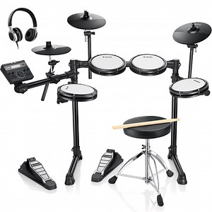 Donner Adults Electric Drum Set 31 Kits and 450 Sounds, Throne, Headphones, Sticks, USB MIDI, DED-200 New Lite