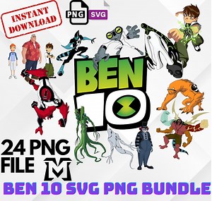 Ben 10 Digital Download Pack PNG SVG JPG | Clip Art & Image Files | Shirt Design | Cartoon Bundle | Ben 10 Png L Prints L Ben Ten Png Svg L - Etsy