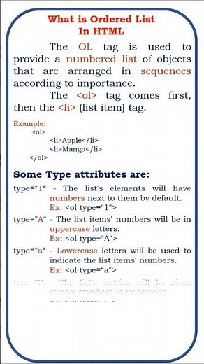 order list in html #class #javascriptcore #education #jscript #ielts #generalknowledge #innovation
