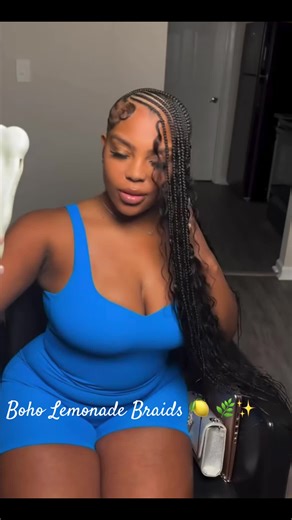 Side part lemonade braids with a little boho curl magic 😍 Soft, stylish, and perfect for any season. Be honest… rate this style 1–10 👇🏽 #bohobraids #lemonadebraids #boholemonadebraids #braidinspo #blackgirlhair