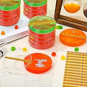 Relaxweex 60 Pack Plastic Petri Dishes with Lids 90 x 15mm Bioresearch Sterile Petri Dish and Biohazard Stickers for School Laboratories Biological Science Themed Party Supplies