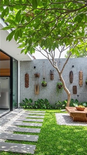 Ultimate Outdoor Kitchen Tour | Stunning kitchen view facing a cool, green garden with tall trees