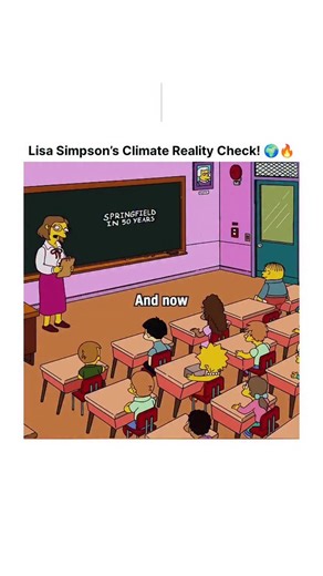 ClipMemeHub on Instagram: "When the class assignment is "Springfield in 50 Years," Ralph Wiggum dreams of quiet vacuum cleaners, but Lisa Simpson brings the cold, hard (and very hot) facts! 🌡️ From rising oceans to desert landscapes, Lisa's "snapped" moment perfectly captures the anxiety many feel about the future of our planet. The school's solution? A trip to the therapist and a prescription for "Ignorital"—because sometimes, the truth is just a little too much to handle! 💊 Is Lisa being a r