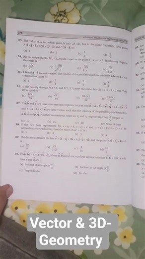 Important questions of Vector & 3D- Geometry for jee mains and Advance #study #trending #viralvideo