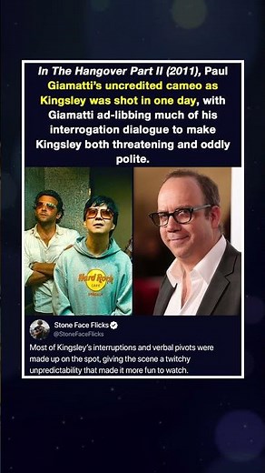 In The Hangover Part II (2011), Paul Giamatti’s uncredited cameo as Kingsley was shot in one day
