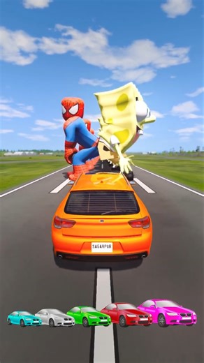 cars vs spongebob and spiderman Roblox? #27 #shorts