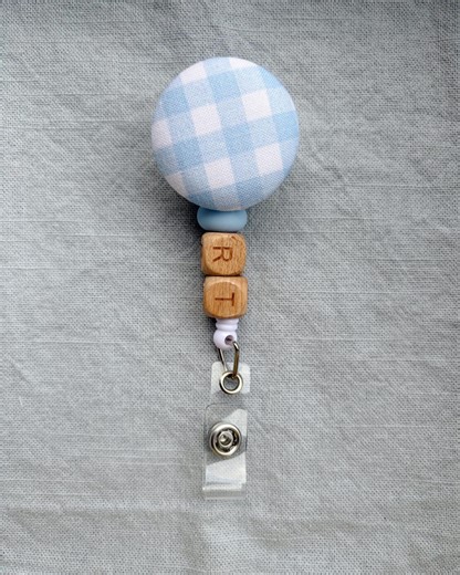 Blue Gingham Fabric Button Badge Reel - Button ONLY - Etsy