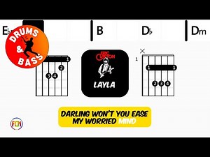 Eric Clapton - Layla • Bass & Drums | Scrolling Guitar Chords & Lyrics