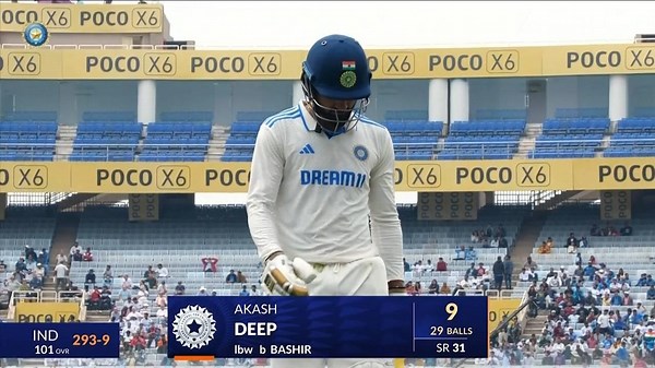 IND vs ENG 2024, 4TH Test: Akash Deep Wicket