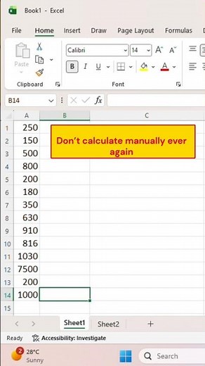 Excel Dynamic SUM with Entire Column #shorts #viral #excel