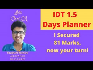 IDT 1.5 Days Planner | Dec'21 Exams | CA Final