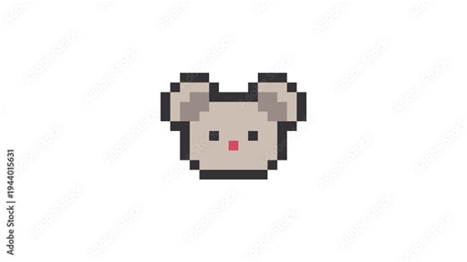 8-bit pixel art Chinese Zodiac mouse animal face icon. looped animation 4k 30fps