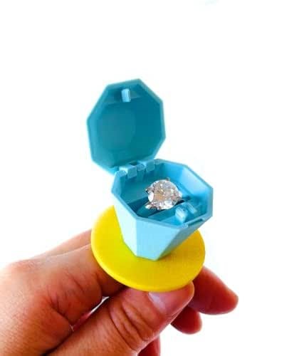 Candy Ring Box Fun Proposal Ring Box I Surprise Engagement Ring Box (Sky Blue/Yellow)