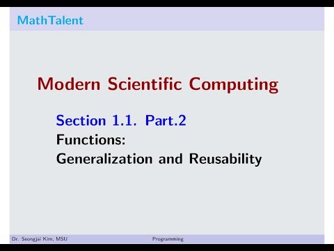 MathTalent Programming Sec 1.1 Part 2 Functions Generalization and Reusability