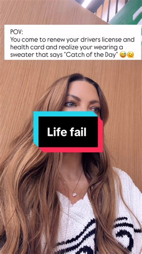 Renew that drivers license and wear a sweater that says “Catch of the Day” Ok so not my best choice. #fyp#foryou #funny #driverslicense