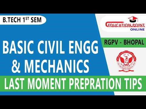 RGPV Basic Civil Engineering & Mechanics - Last Moment Preparation Tips