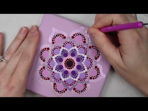 Lilac Bloom Mandala 🌸 Beginner Step-by-Step Painting Tutorial on a 5-Inch Canvas