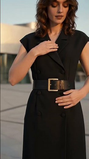 Black Belted Midi Dress Try-On 🖤 Sleeveless Tailored Look