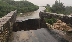 Yorkshire weather: Intense flash floods destroy road