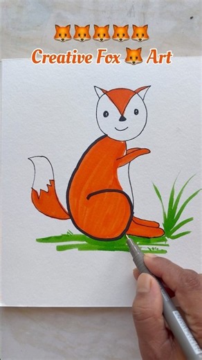 Creative Fox Art 🦊🔥Creative Drawing for kids #drawingforkids #kidsart #creative #kidsvideo #shorts