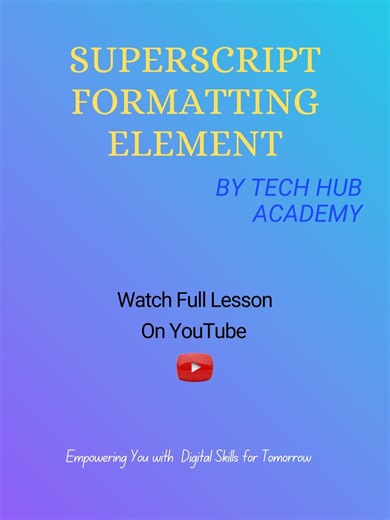The Superscript Formatting Element Link 👉 https://youtu.be/ceVt6bdh8r0 HTML Formatting - Lesson 4 (Hyper Text Markup Language Course) @tech_hub_academy #htmlformatting #superscript #superscript#formattingelements #html #html5 #htmlcourse #techhubacademy #hypertextmarkuplanguage #softwareengineering #coding #visualstudiocode #viral #code #tech #youtubeshorts #lesson4 #tiktok #htmlforbeginners #htmltutorial