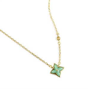 Mocuba Amazonite Necklace with White Topaz in Gold Flash Sterling Silver 2.18cts