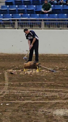 1.3K views | Chopping wood for fun? #lumberjack #workoutideas #staywarm #Pennsylvania #FarmShow #exhibition | Country Road Bidding | Facebook