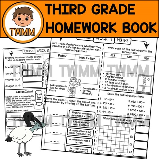 Grade 3 Homework Sheets – 40 Weeks of English & Maths Practice | Year 3 | TWMM