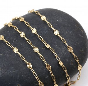 14K Gold Filled, Sterling Silver 2.2 X 2.6mm Starburst Textured Oval Chain With 2mm Paperclip Unfinished Chain, Chain for Permanent Jewelry - Etsy
