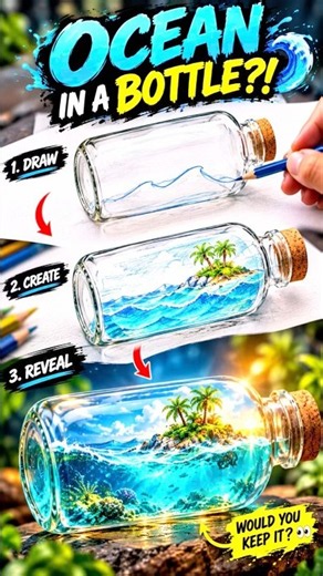 I Created a SECRET OCEAN Inside a Bottle! 🌊🤯 #Shorts