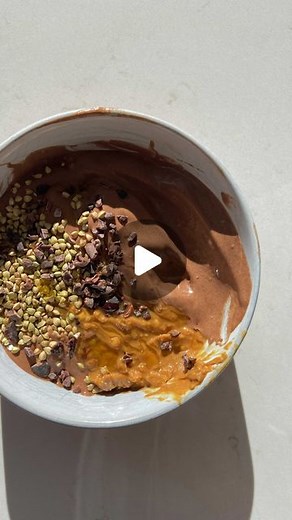 Sophie Fisher on Instagram: "chocolate smoothie bowl 🍫 recipe below 🤎 3 frozen bananas, chopped 2 tbsp cacao powder 1 tbsp honey 1/4 cup almond milk Blend all ingredients until smooth and creamy. Pour into bowl and add toppings (see below). Serves 2. Suggested toppings: buckwheat kernels, cacao nibs, crunchy PB and honey #healthyrecipes #smoothiebowl #chocolatesmoothie #nicecream"