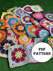African Flower Crochet Granny Square Pattern, Easy Crochet Motif Pattern, Crochet Afghan Blanket Motif, Crochet Bag Motif, Cardigan Motif - Etsy